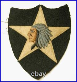 1920s US Army 2nd Division Indian Head Wool Shoulder Patch Off of Uniform