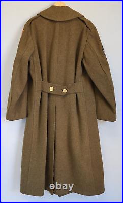 1940's US Army WWII Staff Sergeant Uniform Dress Trench Coat Jacket Com-Z Patch