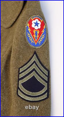 1940's US Army WWII Staff Sergeant Uniform Dress Trench Coat Jacket Com-Z Patch