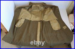 1940's US Army WWII Staff Sergeant Uniform Dress Trench Coat Jacket Com-Z Patch