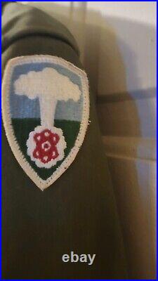 1940s era army issue trench coat atomic bomb white sands patch