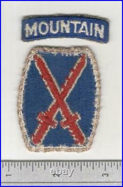 1st Design WW 2 US Army 10th Infantry Division Patch & Mountain Tab Inv# B062
