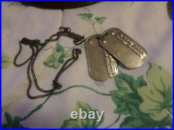 3 WWII US Army Hats 1 dog tag 2 patches1943 vintage antique WORLD WAR 2 ORIGINAL