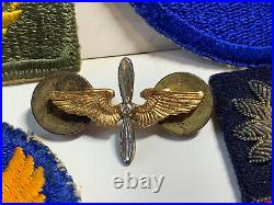 4 ORIG WWII WW2 U. S. ARMY AIR FORCE CHINA BURMA INDIA PATCH LOT Pilot Wings Pin