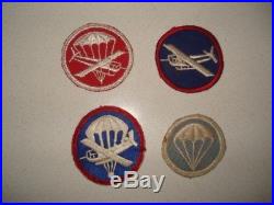 4 US Army Airborne Glider/Paratrooper Patches WW2 original in good condition