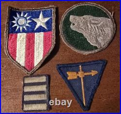 4 WWII US China Burma India, Army 104th Infantry Division Greenback Patch