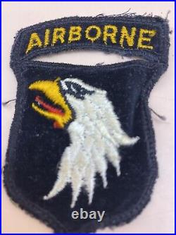 50's US Army 101st Airborne Division Velvet Patch Attached Tab Green
