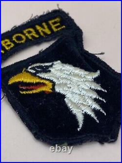 50's US Army 101st Airborne Division Velvet Patch Attached Tab Green