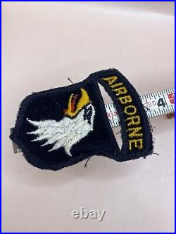 50's US Army 101st Airborne Division Velvet Patch Attached Tab Green
