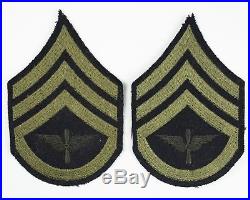 5 Sleeve Patches WWII US Army Air Corps Staff Sergeant Chevron Khaki & Black