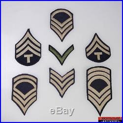 7pc WWII US Army Master Staff Technical Sergeant Technician Chevron Rank Patches