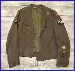 Army WW2 Ike Wool Field Coat Mens With Patches Size 36 L WWII 40s US Vintage