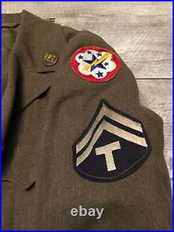 Army WW2 Ike Wool Field Coat Mens With Patches Size 36 L WWII 40s Vintage US