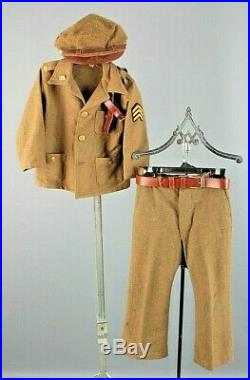Boy's 1940s WWII US Army Uniform sz 5 40s Vtg WW2 Children's Hat Pins Patches