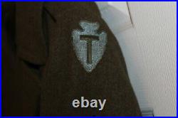 EXCELLENT WWII US ARMY 36 INFANTRY OD ENLISTED UNIFORM WOOL OVERCOAT 36R withPATCH