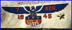 GREAT 1945 7th Cavalry Regiment, US Army WWII Pacific Felt ARMBAND with Eagle, Pin