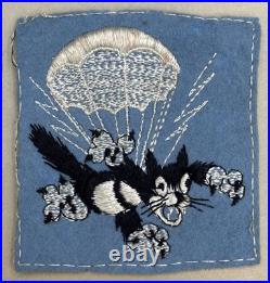 G W Lawrence US Army 503rd PIR British Made Black Back Wool Patch Inv 37-6