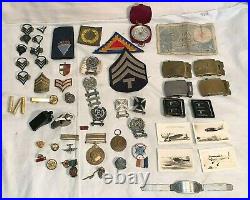 HUGE lot USN USMC US Army MILITARY WWII Korea Vietnam MEDALS PATCHES BUCKLES ++