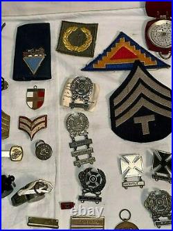 HUGE lot USN USMC US Army MILITARY WWII Korea Vietnam MEDALS PATCHES BUCKLES ++