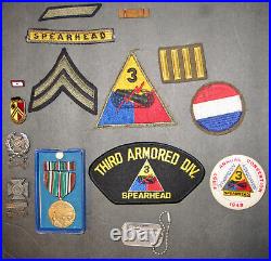 IDd Named group WW2 US Army 3rd ARMORED DIV Medal Dogtag Patch WWII Michigan Vet