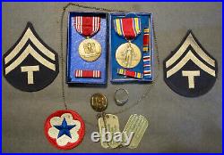 IDd WW2 Group US Army ARLO D. PLATT OHIO Dog Tags Medal Patch Collar Disc WWII