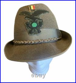 Italian Army Style Alpini Mt. Hat 1930s WWII Style with Patch & Vtg. Pin Sz 56 US7
