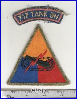 Italian Made WW 2 US Army 757th Tank Battalion Patch & Tab Inv# W930