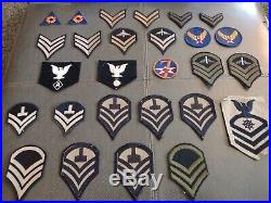 LOT of WWII (2) Officer Dress Caps Hats & Patches Army Airforce US Military Lux