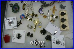Large Lot Of Us Army Navy Pins Medals Insignia Ww1 Ww2 Vietnam (c32)