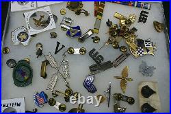 Large Lot Of Us Army Navy Pins Medals Insignia Ww1 Ww2 Vietnam (c32)