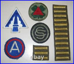 Lot US Army Military Patches WWII Third Army XIII & XXII Corp Bars SC