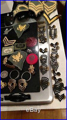 Lot WWII US ARMY PATCHES, MEDALS, MUCH MORE! Wow