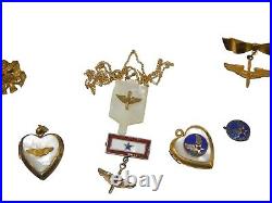 Lot of 10 WWII US Army Air Force Sweetheart Home Front Pins Patch Sterling