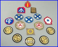 Lot of 16 US Military WWII Patches 63rd Infantry 5th Army Overseas Bars + MORE