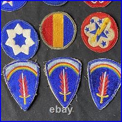 Lot of 17 Original WWII US Army & Air Corp Patches Shaef Green Back