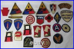 Lot of 57 WWII Era Patches Mixed US Army Military +2 Brass Pins World War II VTG