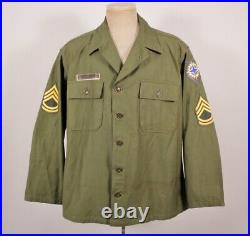 Men's VTG 1940s Post WWII US Army Sateen Shirt'47 16th Corps Patch Sz 2XL 40s