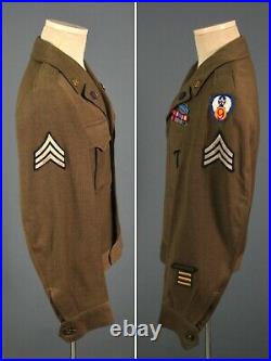 Men's WWII US Army 9th Air Force Ike Jacket 36 Small WW2 Air Corps Pins Patches