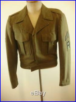 Mens 36R WWII US ARMY Green Original USA FIELD WOOL Uniform JACKET IKE + Patches