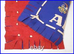 Mid-20th C U. S. Army Vint Sewn Patch & Decaled Blue/red Hvy Felt Fringed Banner