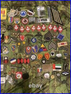 Military Junk Drawer Lot, WW2, Vietnam Modern US Army Navy Patches Pins Medals