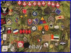 Military Junk Drawer Lot, WW2, Vietnam Modern US Army Navy Patches Pins Medals