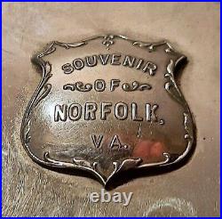 NORFOLK VIRGINIA vtg mirror souvenir jewelry box WWII police army navy badge