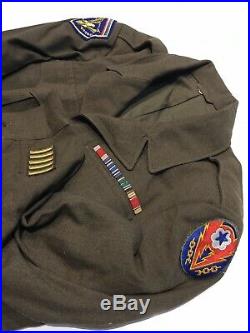 Named Officer 1944 WWII US Army Ike Eisenhower Field O. D. Wool Jacket 38 Patches