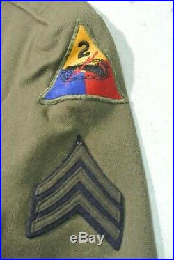 Named WW2 US Army Enlisted Dress Jacket Pants with patches 2nd Armored (#6170)