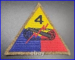 ORIGINAL WW2 US ARMY 4th ARMORED DIVISION WOOL BLACK BACK PATCH