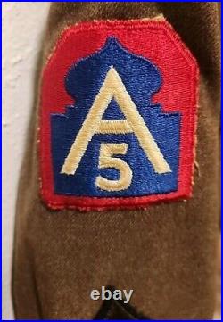 ORIGINAL WW2 US Army Ike Jacket Mens Size 37C 5TH ARMY, 2x PURPLE HEART, 91st