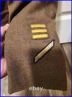 ORIGINAL WW2 US Army Ike Jacket Mens Size 37C 5TH ARMY, 2x PURPLE HEART, 91st
