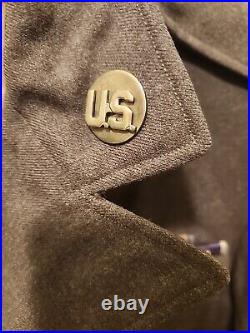 ORIGINAL WW2 US Army Ike Jacket Mens Size 37C 5TH ARMY, 2x PURPLE HEART, 91st