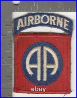 Off Uniform WW 2 US Army 82nd Abn Ribbed Weave Patch Attached Tab Inv# K0891